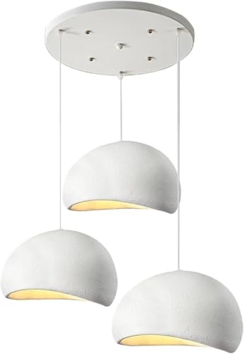 CNMKLM 3-Flammig Pendelleuchte Wabi-Sabi Esszimmer Hängelampe E27 Sockel Moderne Hängeleuchte Weißer Polyethylen Pendellampe Höhenverstellbar Kronleuchter für Wohnbereich Esstisch Kücheninsel von CNMKLM