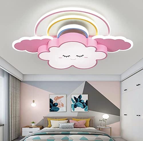 CNMKLM Kinderzimmer Deckenleuchte LED Dimmbare Mit Fernbedienung Jungen Mädchen Deckenlampe Acryl Wolken Regenbogen Deko Schlafzimmer Cartoon Kronleuchter Kinder Zimmer Esstisch Flur Deckenlich von CNMKLM