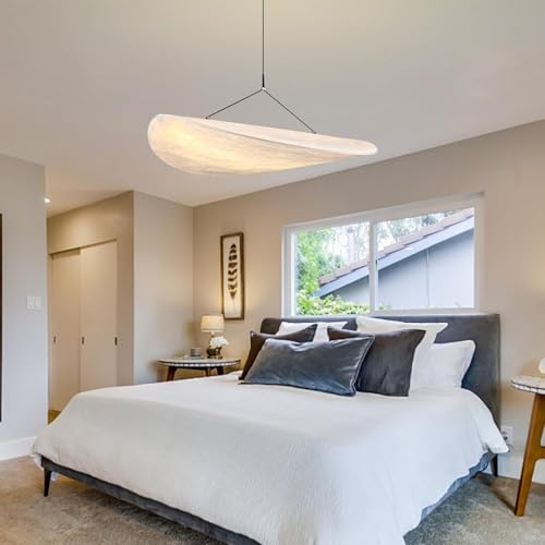 CNMKLM LED-Pendelleuchte,Wabi-sabi Boho Hängelampe,Seidenstoff-Lampenschirm,Verstellbare Höhe Pendellampe Kreatives Hut-Design Hängeleuchte Für Kücheninsel Wohn-Esszimmer Schlafzimmer Esstisch(100CM) von CNMKLM