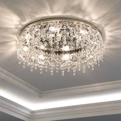 CNMKLM Moderne Kristallleuchter,Eingebettete Decke K9 transparente Kristall Kronleuchter LED Deckenleuchte Flur Decke Wohnzimmer Schlafzimmer Küche Eingang Kronleuchter (Größe : 6 Heads) von CNMKLM