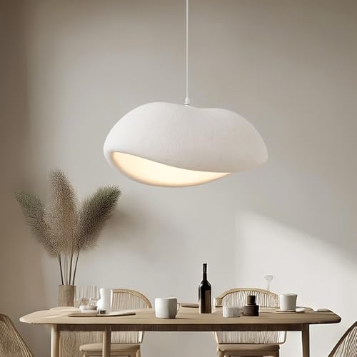 CNMKLM Moderne Pendelleuchte,Wabi-sabi Stil Esszimmer Hängelampe Über Tisch,Beige Weiß Kücheninsel Pendellampe,Höhenverstellbare Polystyrol-Hängeleuchte Für Innenräume(L/60 * 45 * 27CM) von CNMKLM