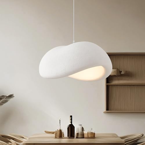 CNMKLM Moderne Pendelleuchte,Wabi-sabi Stil Esszimmer Hängelampe Über Tisch,Beige Weiß Kücheninsel Pendellampe,Höhenverstellbare Polystyrol-Hängeleuchte Für Innenräume(S/40 * 30 * 16CM) von CNMKLM