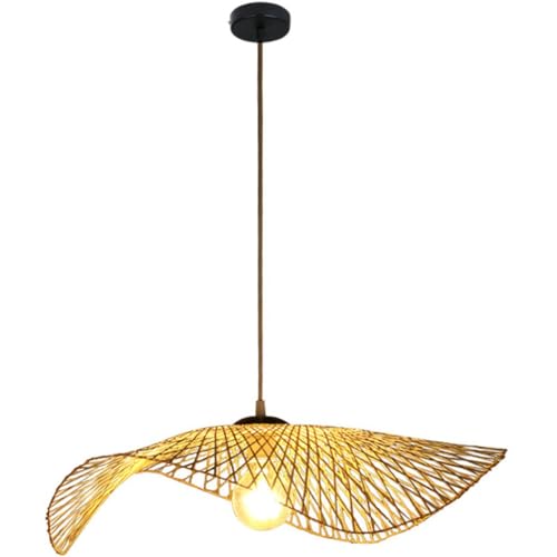 Natürliche Bambus gewebte Pendelleuchte Handgewebter Lampenschirm Vintage ländlicher Kronleuchter E27 Einstellbare Höhe Deckenlampe Restaurant Teeraum Wohnzimmer Korridor Nachtlicht Hängen ( Größe : 8 von CNMKLM