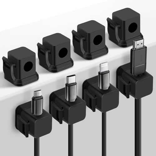 8 Stück Kabelhalter Kabelclips,CNMTCCO Verstellbare Kabel Holder Organizer Kabel Management Clips Selbstklebend Kabelhalte, Für Usb Ladekabel Schnüre,Häuser,Büros,Schreibtisch Wand(Schwarz) von CNMTCCO