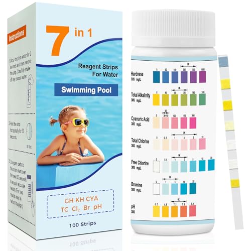 CNMTCCO 7 in 1 Pool Teststreifen, 100 Stück Poolwasser Teststreifen, Pool Tester Ph und Chlor, Härte, Gesamtalkalität, Cyanursäure, Pooltester für Pool Spa Whirlpool CNMTCCO 7 in 1 Pool Teststreifen, 100 Stück Poolwasser Teststreifen, Pool Tester Ph und Chlor, Härte, Gesamtalkalität, Cyanursäure, Pooltester für Pool Spa Whirlpool von CNMTCCO