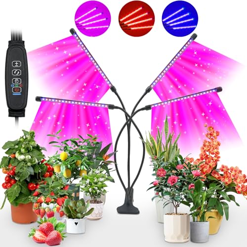 Pflanzenlampe LED,CNMTCCO 80 LEDs 4 Pflanzenleuchte Wachstumslampe 3 Licht-Modi & 10 Dimmstufen 360°Adjustable Schwanenhals ，3/9/12H Timer für große Pflanzen Blum von CNMTCCO