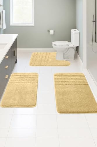 CNNJ Badteppich-Set, 3-teilig, weich, saugfähig, Plüsch, zottelig, weicher Boden, rutschfest, für Dusche, Badewanne, maschinenwaschbar, Honiggold CNNJ Badteppich-Set, 3-teilig, weich, saugfähig, Plüsch, zottelig, weicher Boden, rutschfest, für Dusche, Badewanne, maschinenwaschbar, Honiggold von CNNJ
