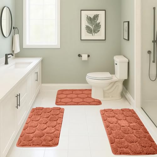 CNNJ Badteppich-Set, 3-teilig, weich, saugfähig, Plüsch, zottelig, weicher Boden, rutschfest, für Dusche, Badewanne, maschinenwaschbar CNNJ Badteppich-Set, 3-teilig, weich, saugfähig, Plüsch, zottelig, weicher Boden, rutschfest, für Dusche, Badewanne, maschinenwaschbar von CNNJ
