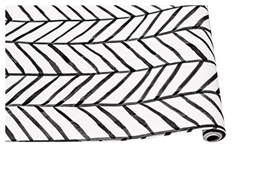 Moderne Streifenschale und Stick Tapete Herringbone Schwarz Weiß Vinyl Selbstklebende Kontakt Papier für Kinderzimmer Wohnzimmer Wohnkultur Tapete (Color : Geometric Line, Dimensions : 3mx45cm) von CNRTSO