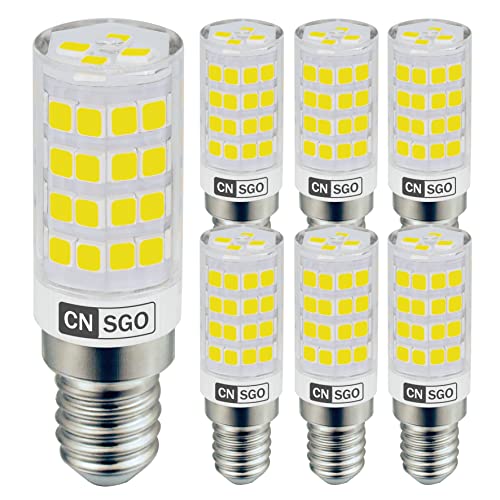 CNSGO E14 LED Lampe Kaltweiß 6000K 530 Lumen, 6er-Pack. 4W kann Ersatz 45W Halogenlampe, Abstrahlwinkel 360° Kurz winzig Leuchtmittel, AC220-240V Flickerfreie nicht Dimmbare Energiesparlampen von CNSGO