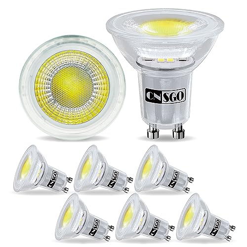 CNSGO GU10 LED Kaltweiß 3,5 W, Entspricht 50W Halogen, Nicht Dimmbar Reflektor Lampen, 385 Lumen 6000K Leuchtmittel, Abstrahlwinkel 360°, Energiesparend, Flimmerfrei, AC 230V, 6er-Pack von CNSGO