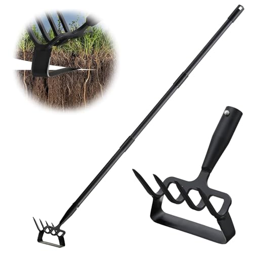 CNSTZX Gartenhacke 94-167cm Einstellbarer Hula Hacker und Gartenrechen 2 in 1 Edelstahl Handheld Hoes Garten Werkzeug Scuffle Hacke Aktion Hacke für Unkraut/Lockerung Boden von CNSTZX