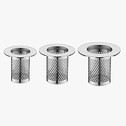CNSZNAT 3er-Pack Haarfänger Duschabflusssieb, Bodenablaufsieb, Edelstahl-Haarsieb für Badezimmer, Waschbecken, Badewannenablauf, passend für Lochgrößen von 3,2 cm bis 5,5 cm von CNSZNAT