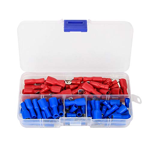 100Pcs 6.3mm Insulated Spade Crimp Terminal Famle/Male Wire Connector Electrical Wire Cable Connecors set von CNTUSRXT