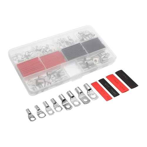 120PCS SC6-SC25 Multi-size Terminals Battery Wire Welding Cable Connectors Kit Bolt Hole Tinned Cable Lugs+Heat Shrink Tube von CNTUSRXT