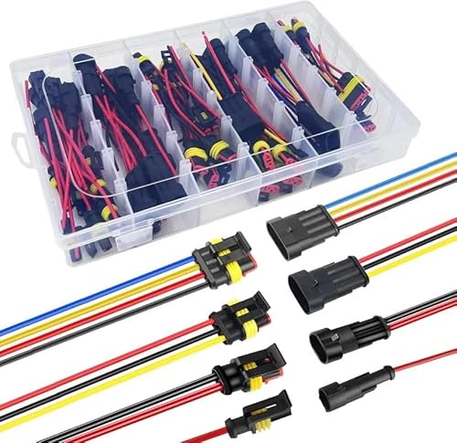20 AWG*10cm 1/2/3/4 Pin 26 Sets Electrical Waterproof Wire Automotive Quick Disconnect Wire Connectors Terminals Kit von CNTUSRXT