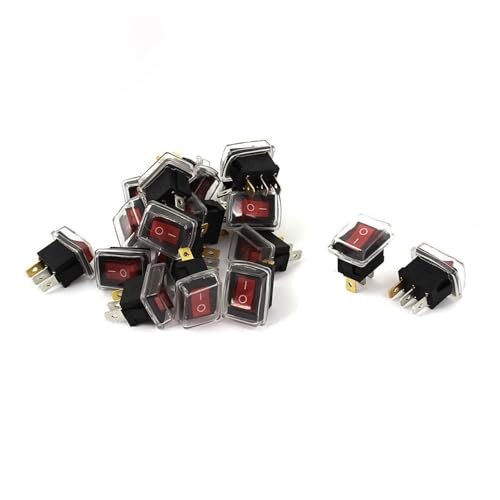 20PCS AC 250V/6A 125V/10A SPST ON/OFF 3 Pin Red Light cap w Rocker Switch von CNTUSRXT
