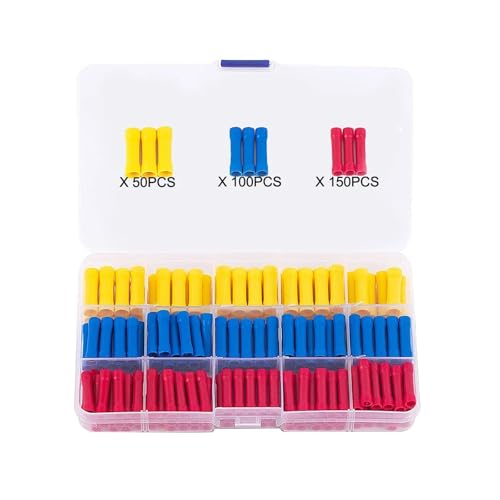 300PCS 10-22AWG Assorted Butt Splice Crimp Connectors, Insulated Electrical Straight Wire Terminal Connectors Kit von CNTUSRXT