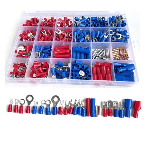 400 Pcs Insulated Wire Connectors Assorted Crimp Terminal Kit - Quick Disconnect Ring Spade Butt Fork von CNTUSRXT