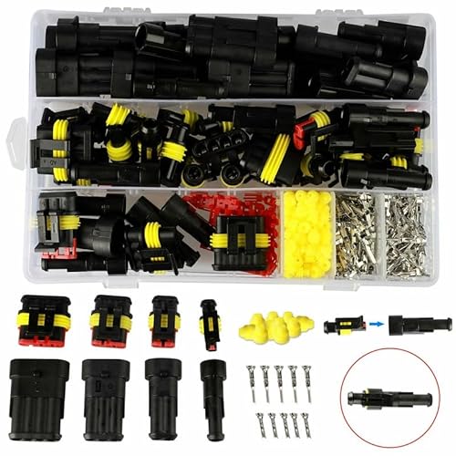 408Pcs 33Set Waterproof 1/2/3/4 Pin Car Auto Electrical Wire Connector Set Waterproof Connector Crimp Terminals von CNTUSRXT