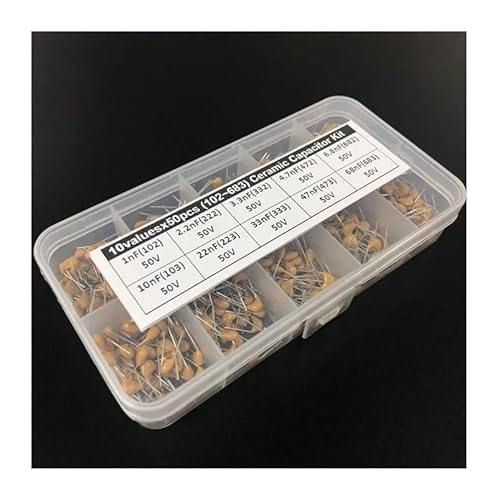 500pcs 10Valuesx50 1nF~68nF (102~683) Multilayer/Monolithic Ceramic Capacitor Assorted kit with storage box Capacitance Meters von CNTUSRXT