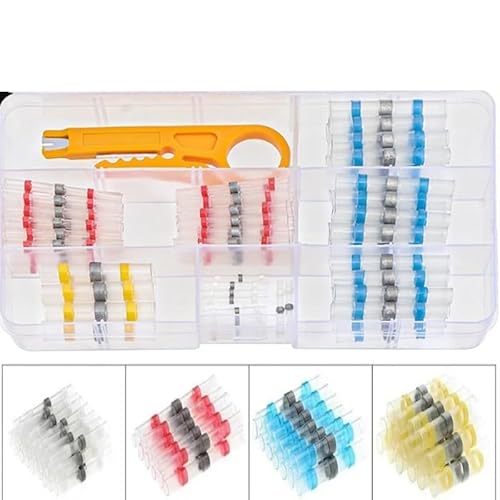 65pcs Heat Shrinkable Wire Connectors Waterproof Sleeve Butt Electrical Splice Tinned Solder Seal Terminal von CNTUSRXT