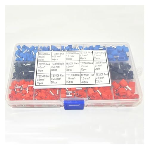 765 Pcs/set Dual Twin Copper Wire Crimp Tube Connector Insulated Cord End Cable Wire Insulated Bootlace Ferrule Terminal Kit Set von CNTUSRXT