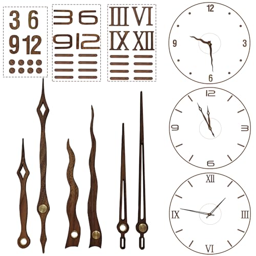 3 Sätze Uhrzeiger und Ziffern, CNYMANY Walnussholz DIY-Digitaluhr Ziffern-Wanduhr Zeiger-Ersatzteile, Uhrwerk-Mechanismus-Bausatz Uhr Zubehör Uhrreparatur von CNYMANY