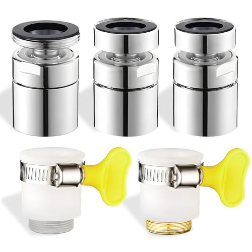 5 Stk Wasserhahnbelüfter, CNYMANY 20mm 22mm 24mm 360° drehbarer Küchenspülenbelüfter und Universal-Wasserhahn-Adapter, Großwinkel-Sprühaufsatz Wasserhahnverlängerung Wasserhahnkopf für Badezimmer von CNYMANY