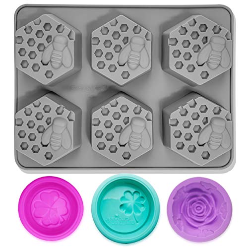 4 Stück Silikonform für Seife, CNYMANY 3D-Biene Wabenform Muffinform Küche Gebäck Backform für Kerzen, Kuchen, Wackelpuder, Süßigkeiten, Cupcakes - Grau, von CNYMANY