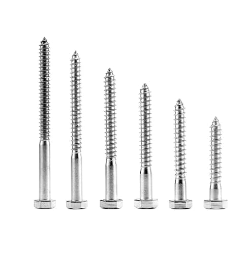 100 Stück Sechskantschrauben aus Edelstahl 304, robuste Holzschrauben M6/M8 for TV-Halterungen, Deck- und Bootsreparatur, große Zugbolzen(25mm,M6) von CNYUON
