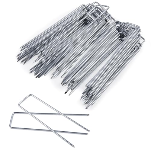 100 Stück U-förmige Gartenstifte, Gartenpfähle, Heftklammern, Landschaftsklammern, Sicherungsstifte for Unkraut, strapazierfähig, for Hof, Rasen, Zeltpfahl für Stoff Matte von CNYUON