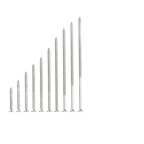 30 Stück Flachkopf-Kreuzschlitz-Holzschrauben aus Edelstahl mit Grobgewinde, Trompetenkopf, selbstschneidende Schwellenschraube for Trockenbau, Sheetrock, Holz(180mm) von CNYUON