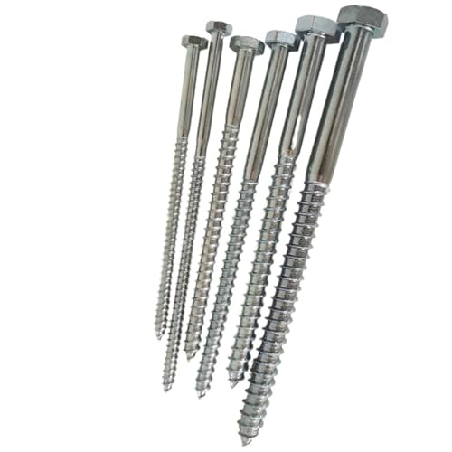 30 stücke Sechskantkopf Lag Sleeper Schraube Bolzen Edelstahl 304 Stahl Externe Sechskantkopf Selbstschneidende Schraube(180mm,M8) von CNYUON