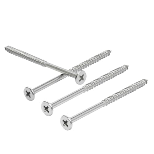 50 Stück Flachkopf-Kreuzschlitz-Holzschrauben M4 Edelstahl Grobgewinde Trompetenkopf Selbstschneidende Schwellenschraube for Trockenbauplatten Sheetrock Holz(60mm) von CNYUON