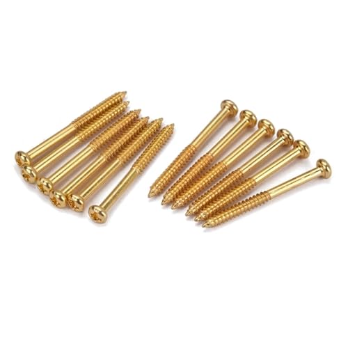 50 Stück Flachkopf-Kreuzschlitz-Holzschrauben aus Edelstahl mit Grobgewinde, Trompetenkopf, selbstschneidende Schwellenschraube for Trockenbau, Sheetrock, Holz(Gold) von CNYUON