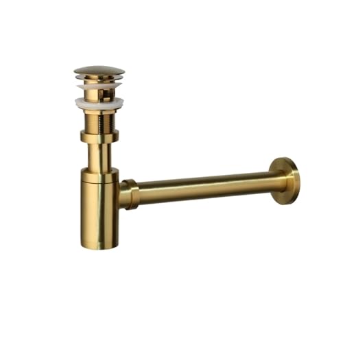 Bathroom Sink Bottle Trap Wash Basin Waste Siphon Pipe Kits Drain Fittings Für Waschbecken(Brush gold overflow) von CNYUON