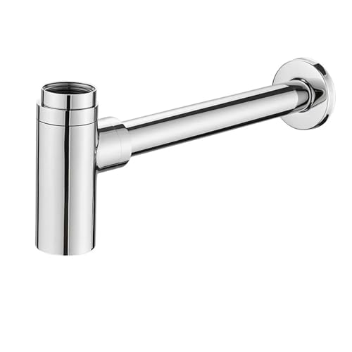 Bottle Trap Brass Round Siphon Rubbed Bronze Bathroom Vanity Basin Pipe Waste With Pop Up Drain Für Waschbecken(Silver 1) von CNYUON