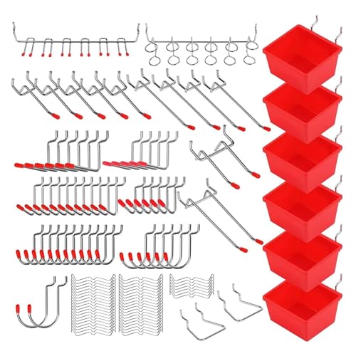 CNYUON 121-teiliges Pegboard-Haken-Set, Zubehör mit Metall, Peg Board Organizer, Behälter von CNYUON