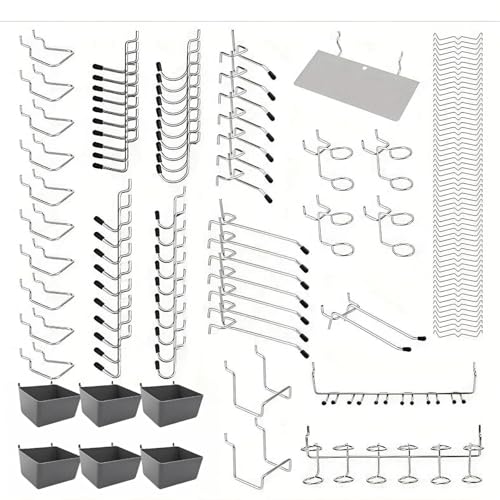 CNYUON 140-teiliges Pegboard-Zubehör-Organizer-Kit, Haken-Set zur hängenden Lagerung von CNYUON