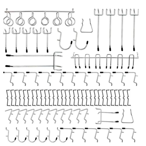 CNYUON 81 stücke Pegboard Haken Edelstahl Lagerung Werkzeug Wand Sortiment Ausrüstung Heavy Duty Organizer Silber von CNYUON