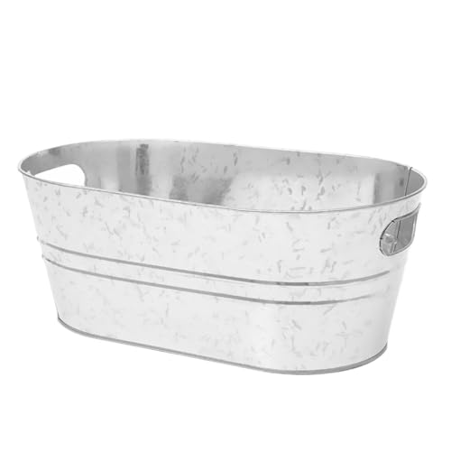 EisküBel 15L Elliptical Ice Bucket Bar Universal Long Galvanized Oval Tub Classic Oval Ice Bucket FüR Die Eislagerung von CNYUON