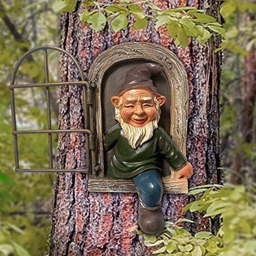 CNZXCO 2pcs Gartenzwerge wetterfest Garten GNOME Statue, GNOME Baum Fensterharz Garten Figuren, Baum Huggers Garden Decor Wunderliche Baum Skulptur Garten Dekoration von CNZXCO