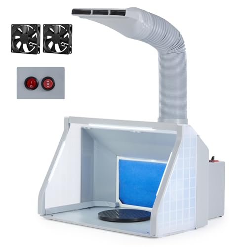 CO-Z Airbrush Kabine Absauganlage 4m³/min Klappbare Lackierkabine Zweistufenschalter, Doppellüfter mit LED-Leuchten 19cm Drehteller Spritzkabine 1,7m Entlüftungsschlauch für Modellbau Lackierarbeiten von CO-Z