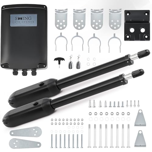 CO-Z Automatischer Flügeltorantrieb 1000kg Doppelflügeltorantrieb Torantrieb Drehtorantrieb Toröffner Drehtoröffner Set Max. 6 m oder 500kg pro Flügel mit 2 Fernbedienungen Swing Gate Opener (62Wx2) von CO-Z