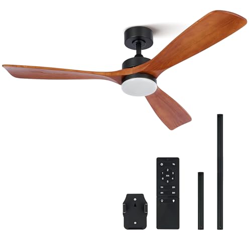 CO-Z Deckenventilator mit Fernbedienung 52 Zoll Holz Ventilator LED-Leuchte Sommer&Winter-Betrieb Leiser DC-Motor für Innen und überdachten Außenbereich von CO-Z