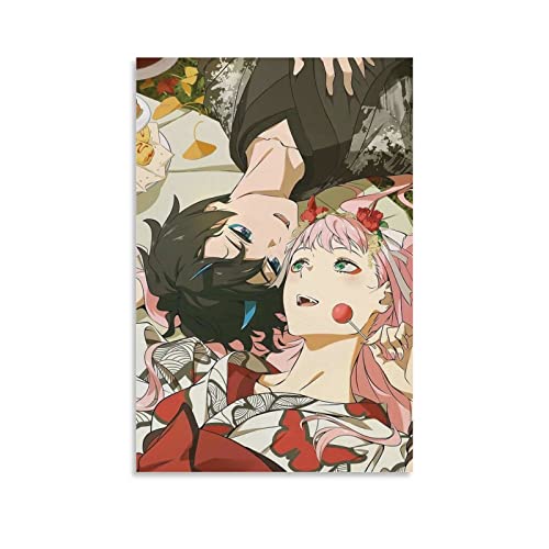 Darling In The Franxx Anime Poster Zero Two Hiro Leinwand-Kunstposter und Wandkunstdruck, modernes Familien-Schlafzimmer, Dekor-Poster, 50 x 75 cm von COAC