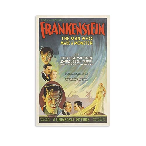 Frankenstein Classic Vintage Sci-Fi Movie Poster Leinwand Kunst Poster und Wandkunst Bild Druck Moderne Familie Schlafzimmer Dekor Poster 20 x 30 cm von COAC