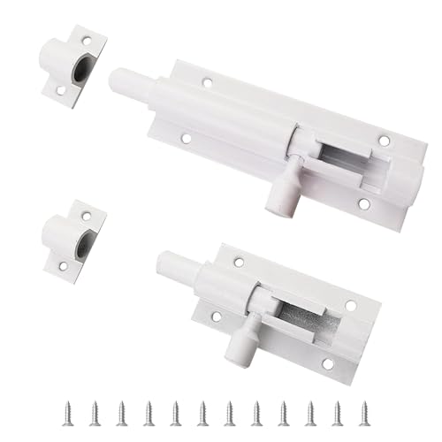 2 Riegel Aus Weißem Aluminium (2" Und 3"), Riegelset Aus Weißem Aluminium, Riegel Aus Aluminium, Schlafzimmer- Und Innentüren, Riegel Und Kleine Riegel von COACOM
