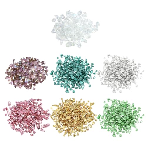COACOM 7 Packungen Glasscherben, Unregelmäßige Glitzer-Schotter, Mehrzweck, Exquisite Modische Nagelkunstschmuck, DIY-Schmuck-Vase-Füllstoff. COACOM 7 Packungen Glasscherben, Unregelmäßige Glitzer-Schotter, Mehrzweck, Exquisite Modische Nagelkunstschmuck, DIY-Schmuck-Vase-Füllstoff. von COACOM